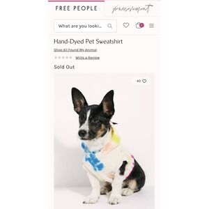 New! FREE PEOPLE PET Hand-Dyed Pet Sweatshirt Studio Splatter FOUND MY ANIMAL XL
